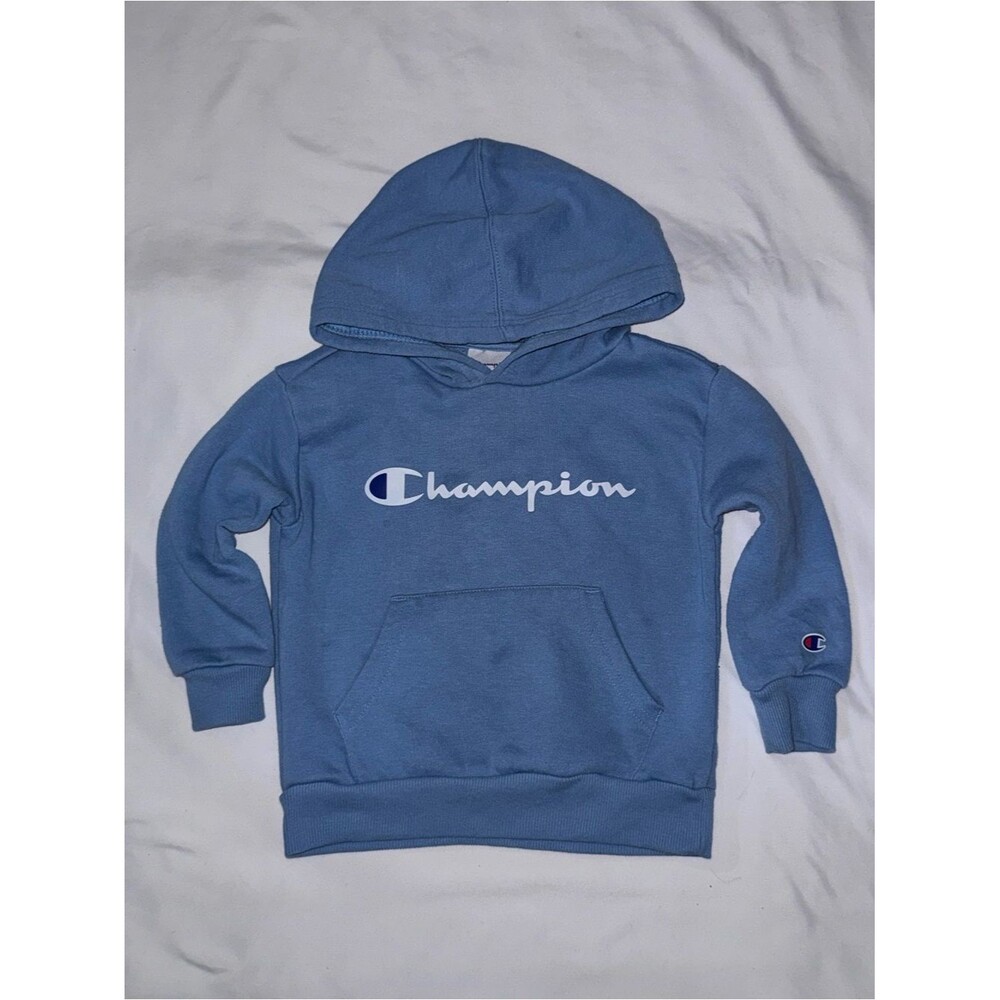 Champion size 3t unisex Light Blue Script Logo Pullover Hoodie